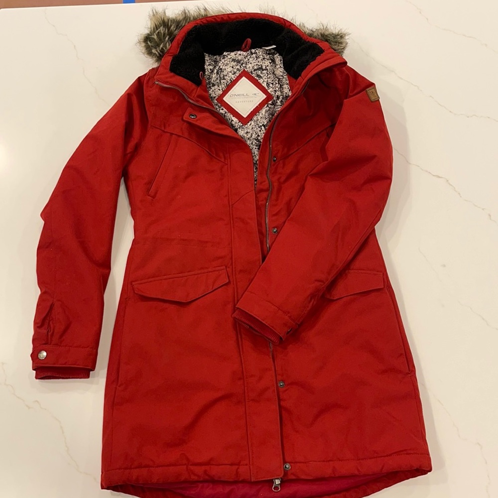 O’Neill woman’s long red coat size small